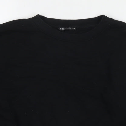 Zara Womens Black Cotton Pullover Sweatshirt Size S Pullover
