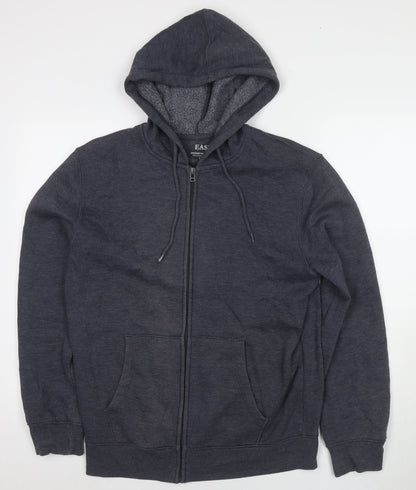 Mens UK Size M Easy Blue Full Zip Hoodie