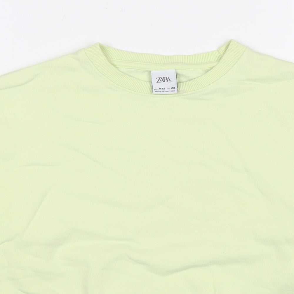 Zara Girls Green Cotton Pullover Sweatshirt Size 11-12 Years Pullover