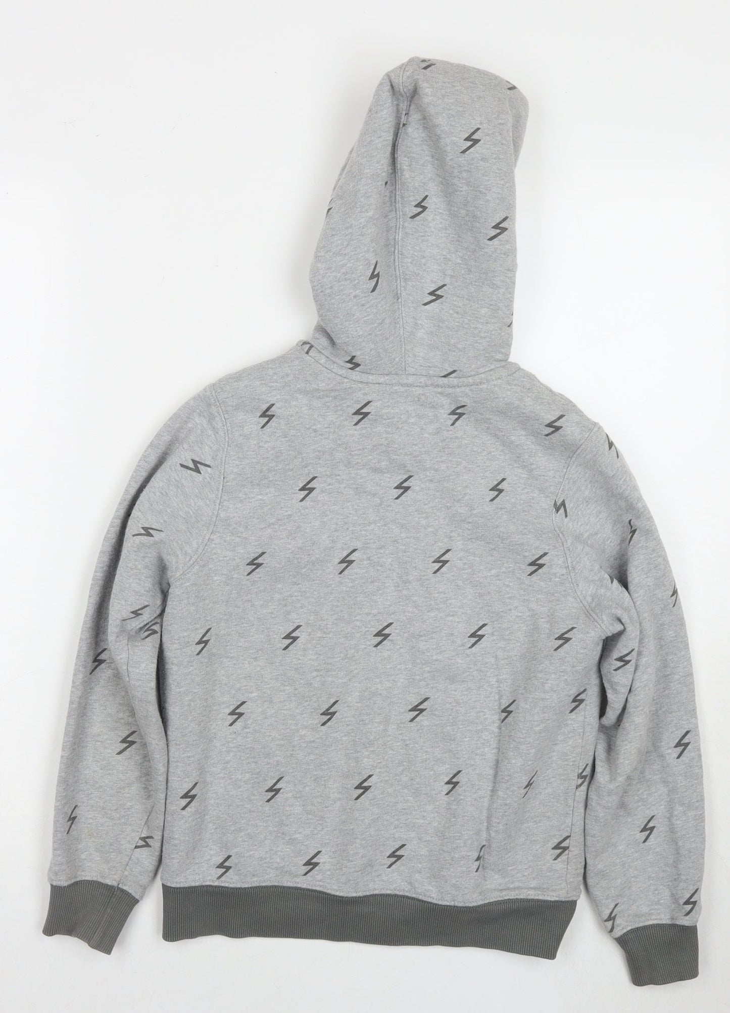 Hanna Andersson Boys Grey Geometric Cotton Full Zip Hoodie Size 8-9 Years Zip - Flash