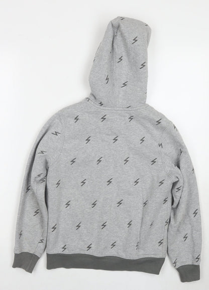 Hanna Andersson Boys Grey Geometric Cotton Full Zip Hoodie Size 8-9 Years Zip - Flash