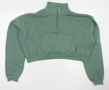 PRETTYLITTLETHING Womens Green Cotton Pullover Sweatshirt Size XL Pullover