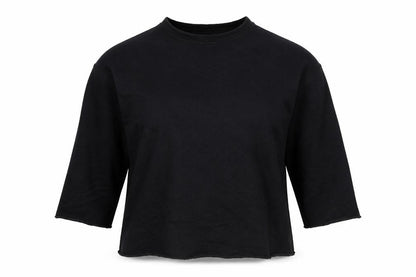 Front view of ASOS women’s black cotton pullover sweatshirt, size UK 10, pullover
