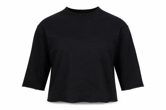 Front view of ASOS women’s black cotton pullover sweatshirt, size UK 10, pullover