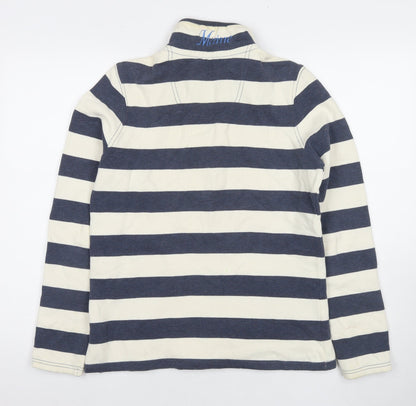 Maine Womens Blue Striped Cotton Pullover Sweatshirt Size 12 Pullover