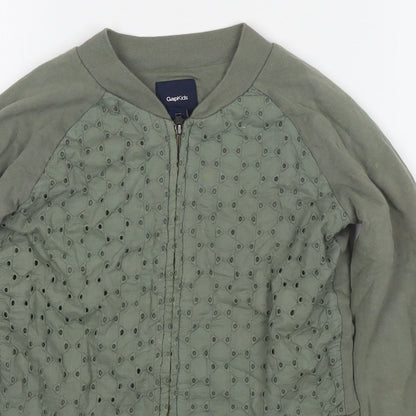 Gap Girls Green Cotton Full Zip Sweatshirt Size 8 Years Zip