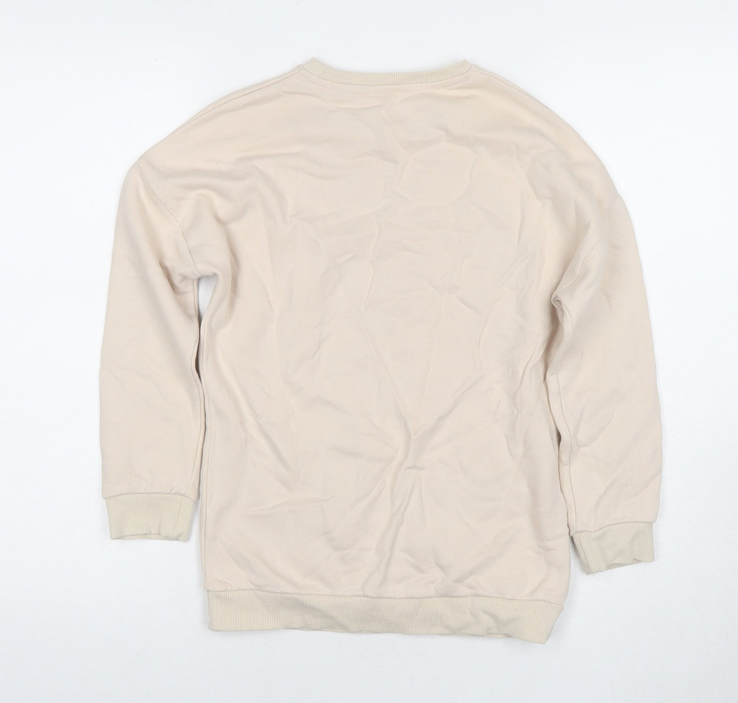 Marks and Spencer Girls Beige Cotton Pullover Hoodie Size 9-10 Years Zip - Butterfly