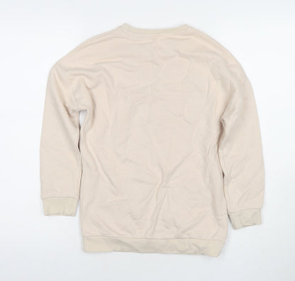 Marks and Spencer Girls Beige Cotton Pullover Hoodie Size 9-10 Years Zip - Butterfly