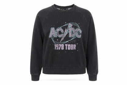 acdc Womens Grey Cotton Pullover Sweatshirt Size 6 Pullover - AC/DC 1978 Tour