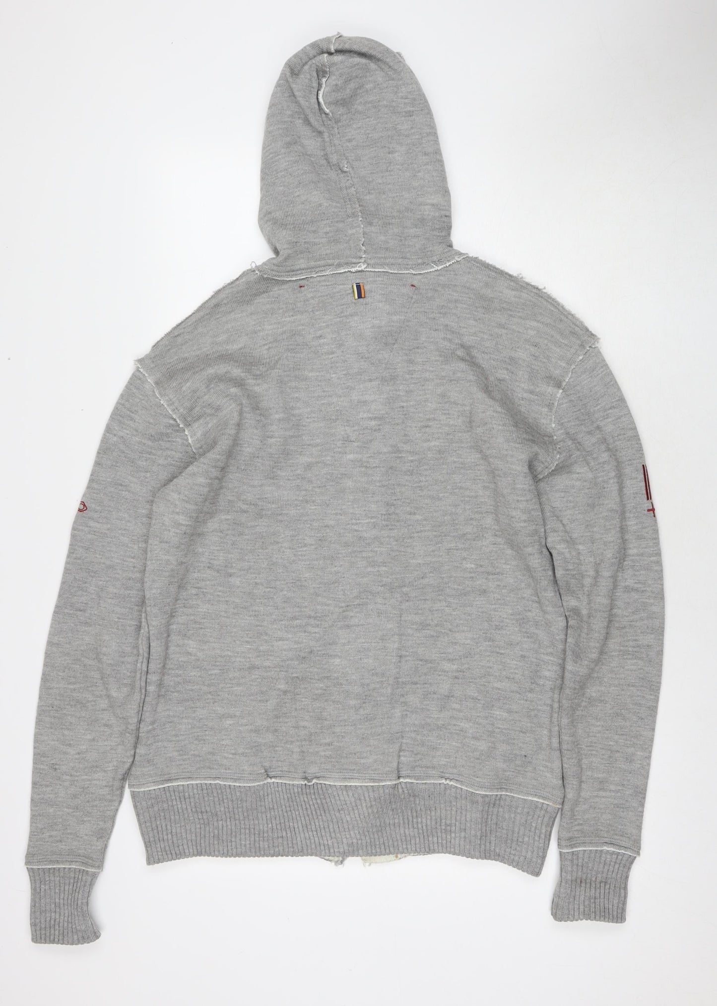 Egan Mens Grey Acrylic Cardigan Hoodie Size XL