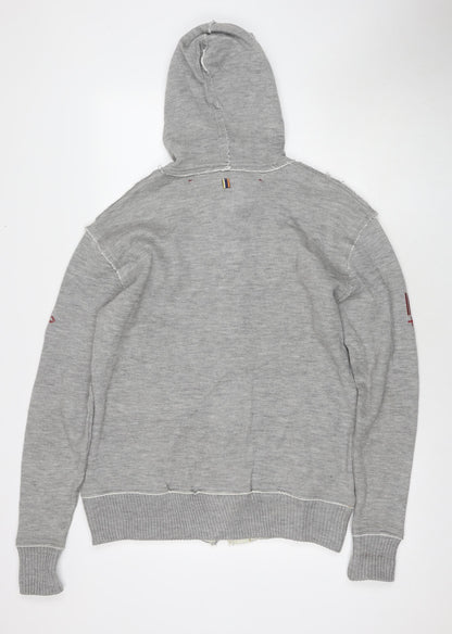 Egan Mens Grey Acrylic Cardigan Hoodie Size XL