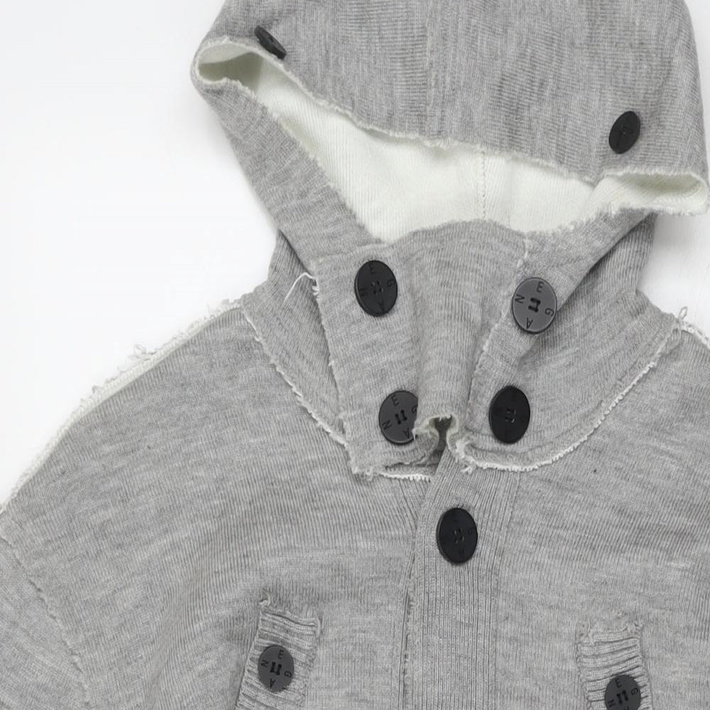 Egan Mens Grey Acrylic Cardigan Hoodie Size XL