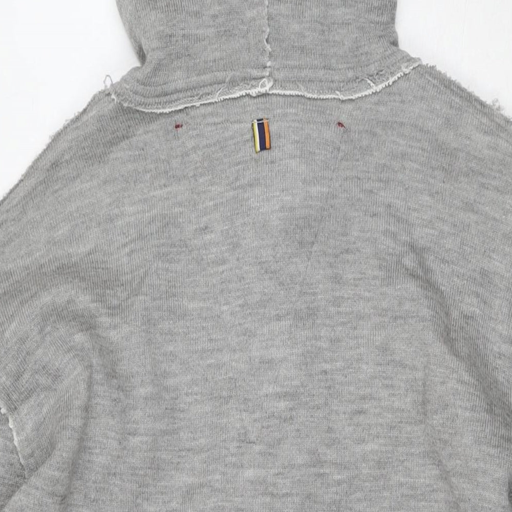 Egan Mens Grey Acrylic Cardigan Hoodie Size XL