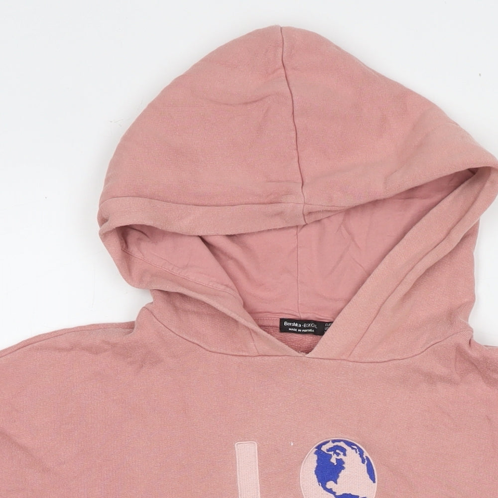 Bershka Womens Pink Cotton Pullover Sweatshirt Size S Pullover - Love