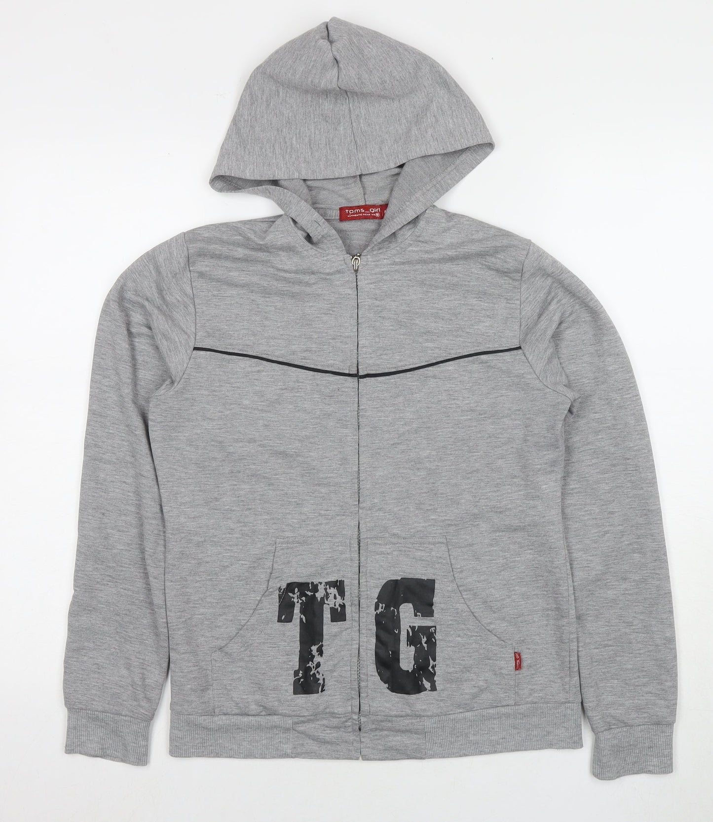 Toms Girl Womens Grey Cotton Full Zip Hoodie Size M Zip