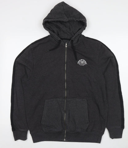 Threadcare Mens Grey Cotton Full Zip Hoodie Size L
