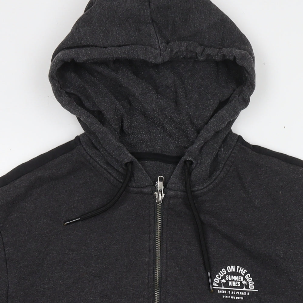 Threadcare Mens Grey Cotton Full Zip Hoodie Size L