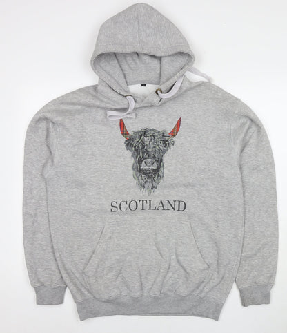 Scotland Womens Grey Polyester Pullover Hoodie Size L Pullover - Logo