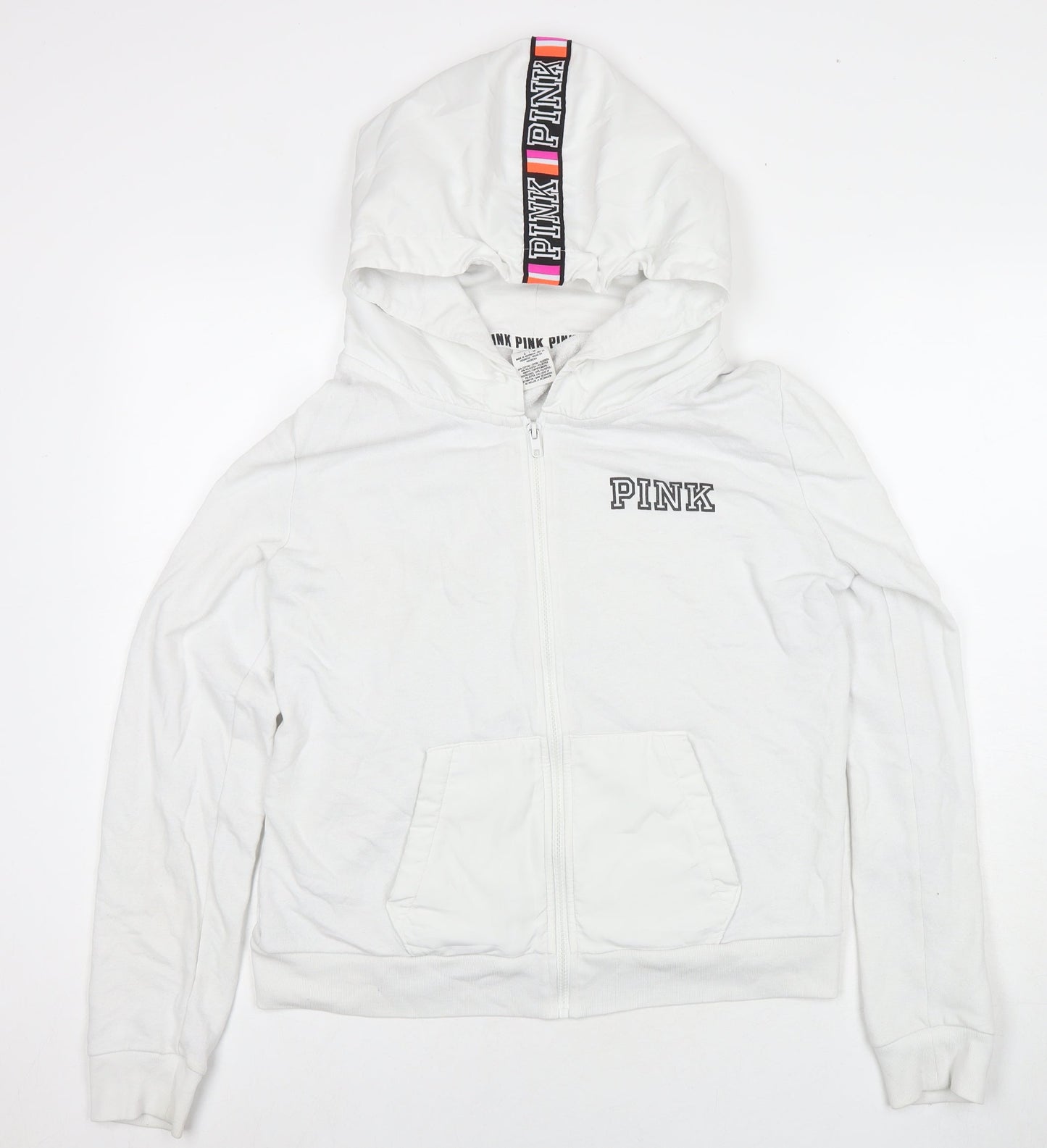 PINK Womens White Cotton Pullover Sweatshirt Size L Pullover
