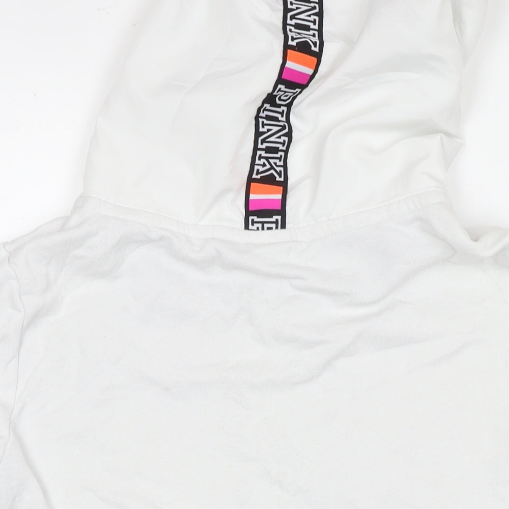 PINK Womens White Cotton Pullover Sweatshirt Size L Pullover