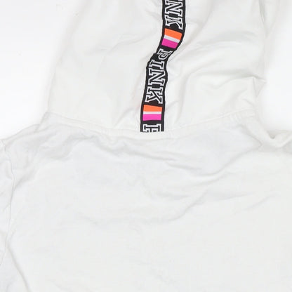 PINK Womens White Cotton Pullover Sweatshirt Size L Pullover