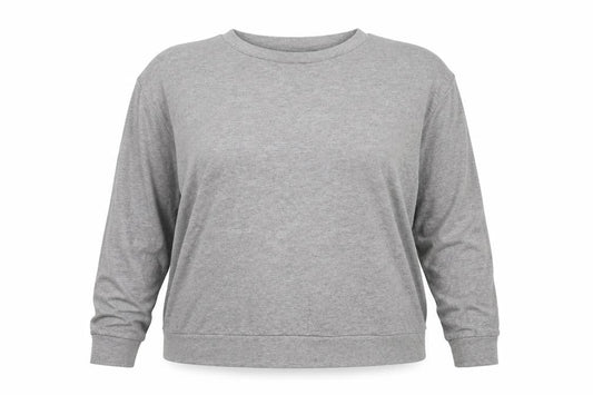Front view of ASOS women’s grey cotton pullover sweatshirt, size UK 16, pullover