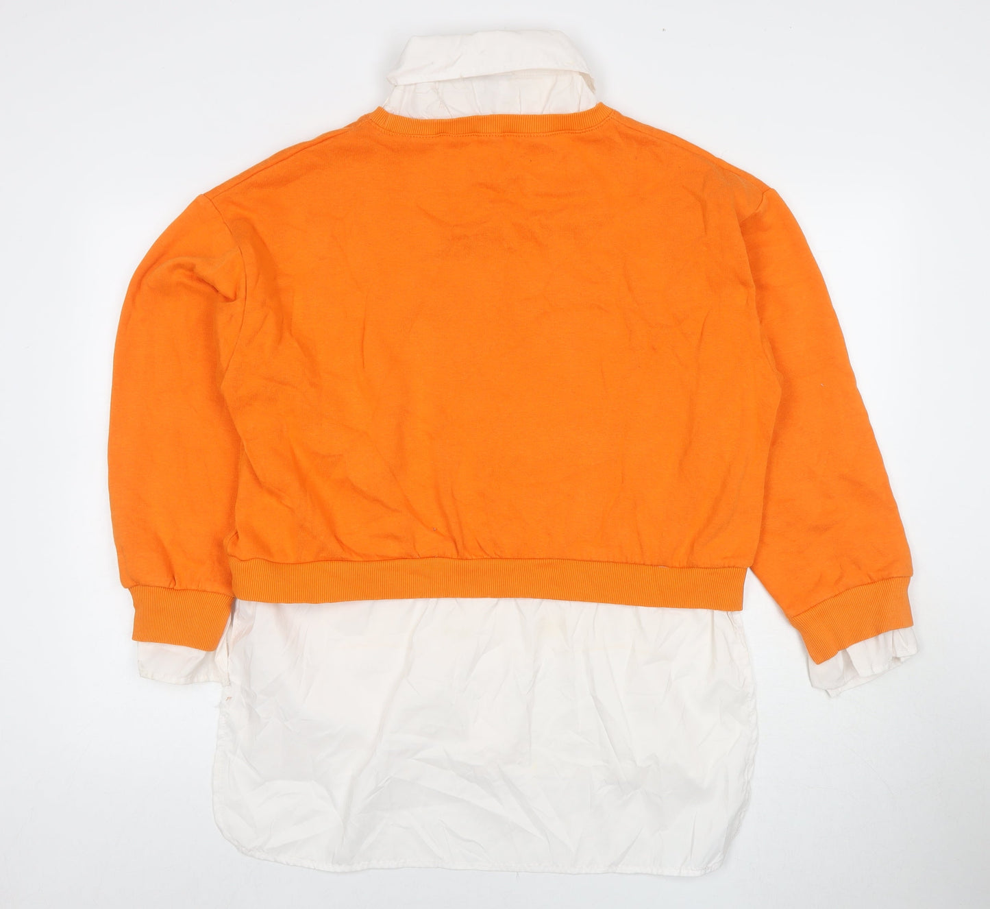 Rising Womens Orange Cotton Pullover Sweatshirt Size XL Pullover - Shirt Detail Icons