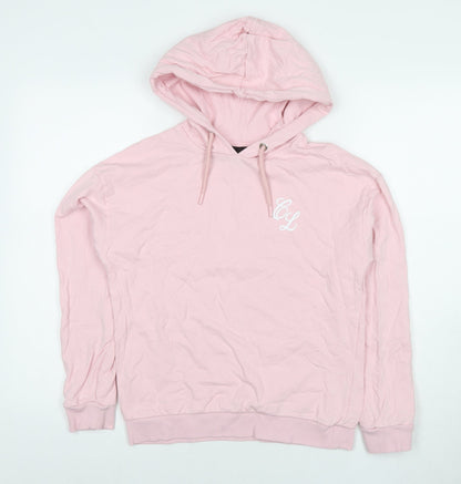 Additional front view of Closure women’s pink cotton pullover hoodie, size UK 8, pullover