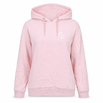 Front view of Closure women’s pink cotton pullover hoodie, size UK 8, pullover