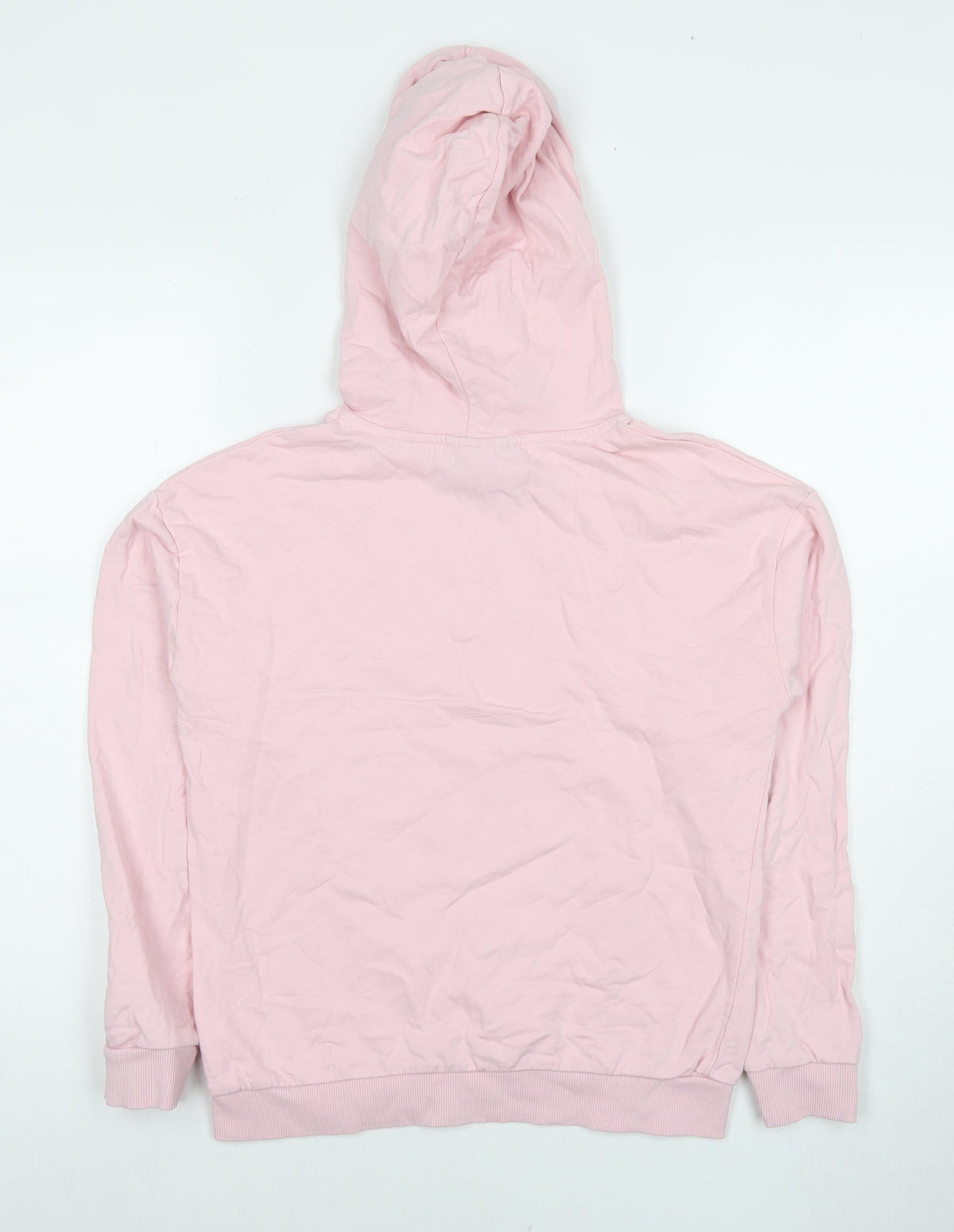 Back view of Closure women’s pink cotton pullover hoodie, size UK 8, pullover