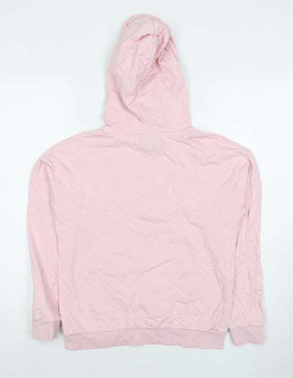 Back view of Closure women’s pink cotton pullover hoodie, size UK 8, pullover