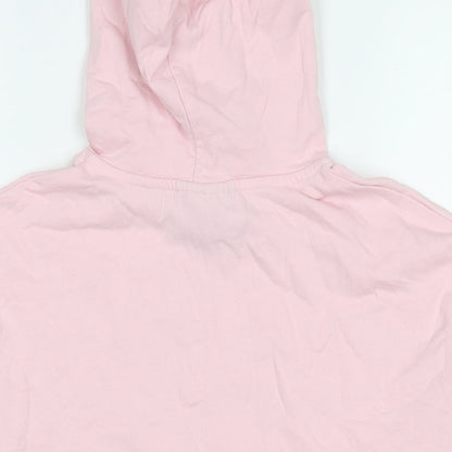Brand and care label for Closure women’s pink cotton pullover hoodie, size UK 8, pullover
