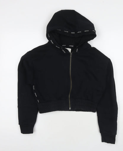Lounge Womens Black Cotton Full Zip Sweatshirt Size S Zip