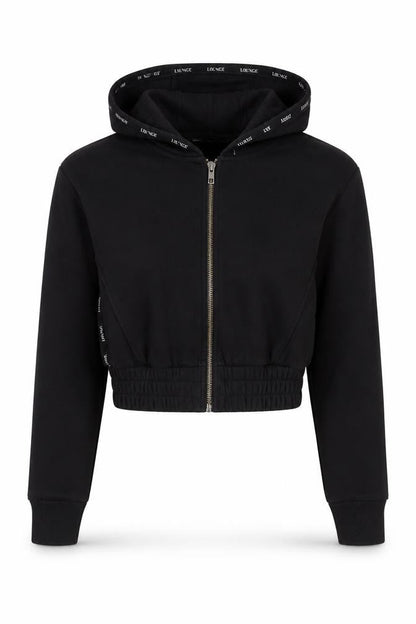 Lounge Womens Black Cotton Full Zip Sweatshirt Size S Zip