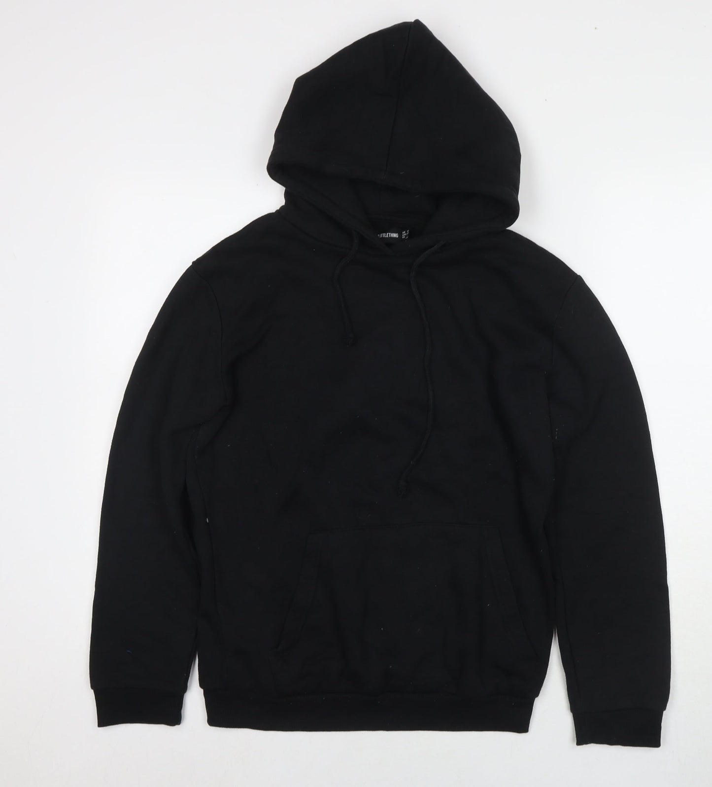 PRETTYLITTLETHING Womens Black Cotton Pullover Hoodie Size M Zip