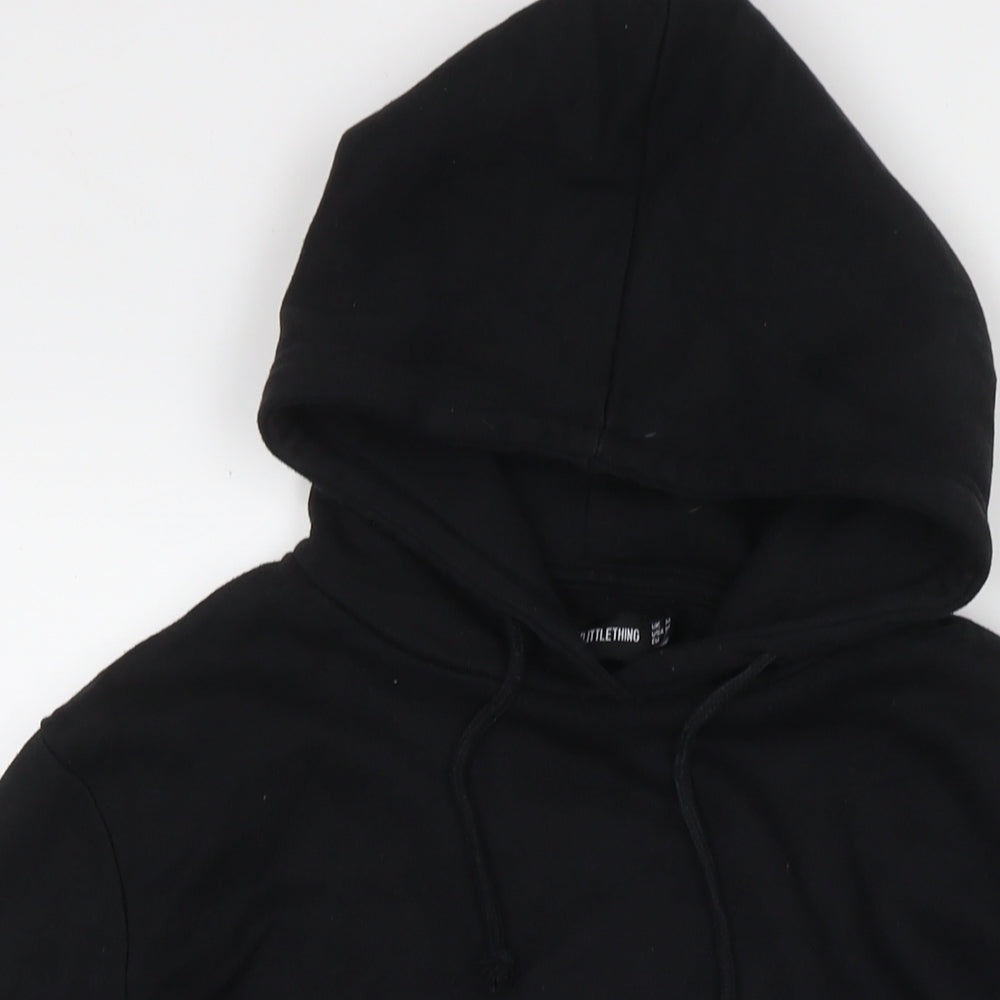 PRETTYLITTLETHING Womens Black Cotton Pullover Hoodie Size M Zip