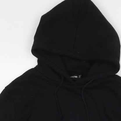 PRETTYLITTLETHING Womens Black Cotton Pullover Hoodie Size M Zip
