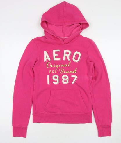 Aerosoles Womens Pink Cotton Pullover Hoodie Size S Pullover - Logo 1987