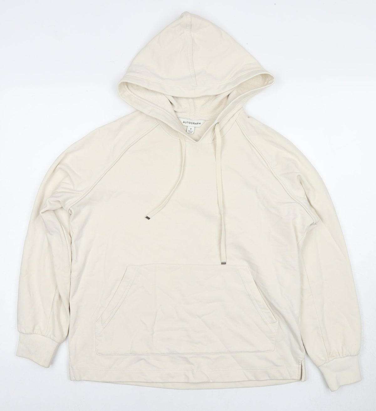 Additional front view of Autograph women’s ivory cotton pullover hoodie, size UK 8, pullover
