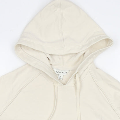 Close-up detail of Autograph women’s ivory cotton pullover hoodie, size UK 8, pullover