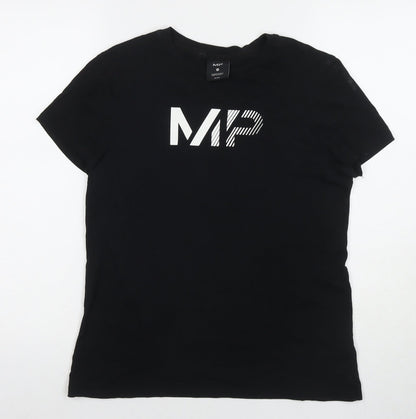 Myprotein Womens Black 100% Cotton Basic T-Shirt Size M Round Neck