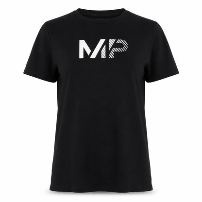Myprotein Womens Black 100% Cotton Basic T-Shirt Size M Round Neck