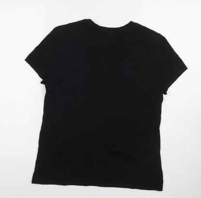 Myprotein Womens Black 100% Cotton Basic T-Shirt Size M Round Neck