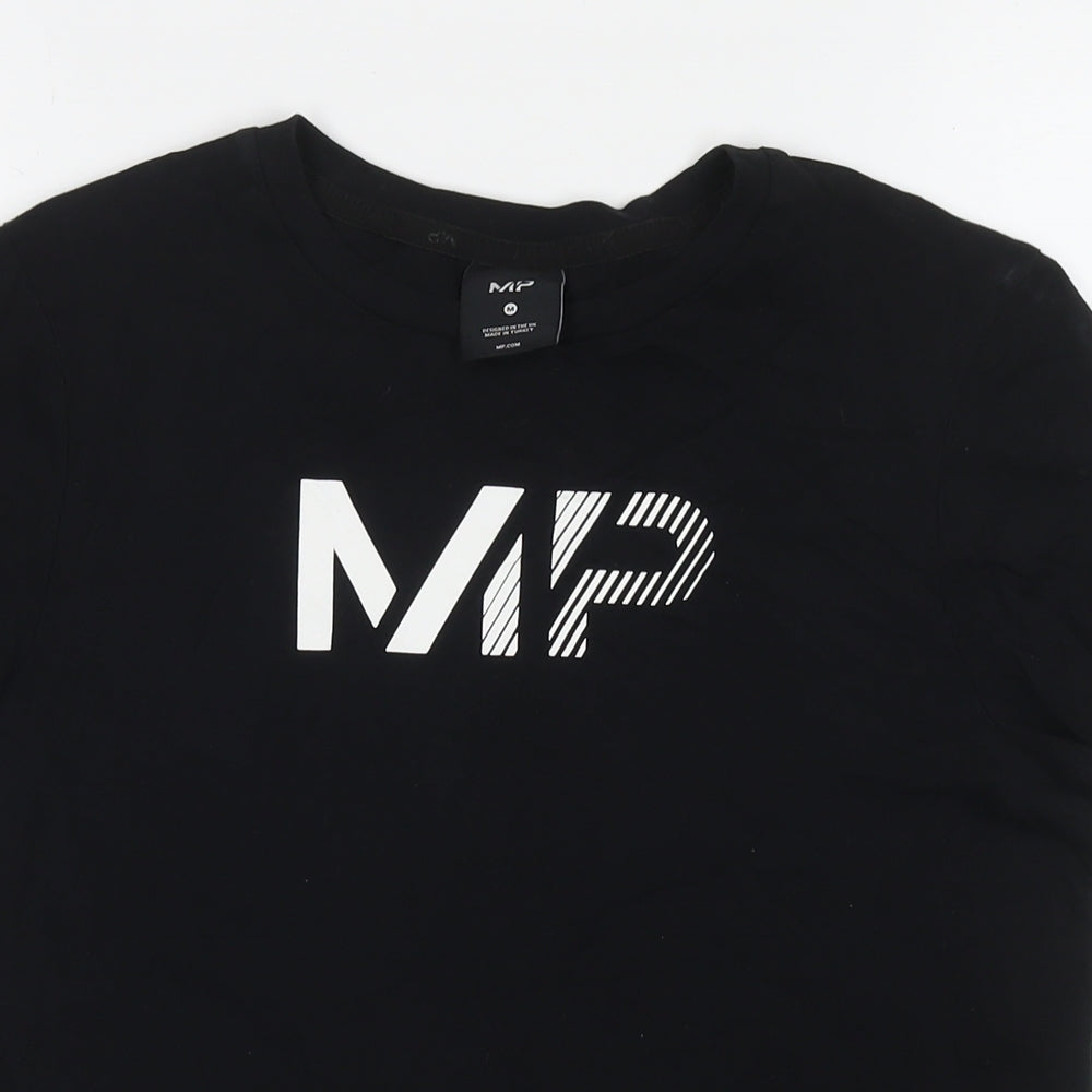 Myprotein Womens Black 100% Cotton Basic T-Shirt Size M Round Neck