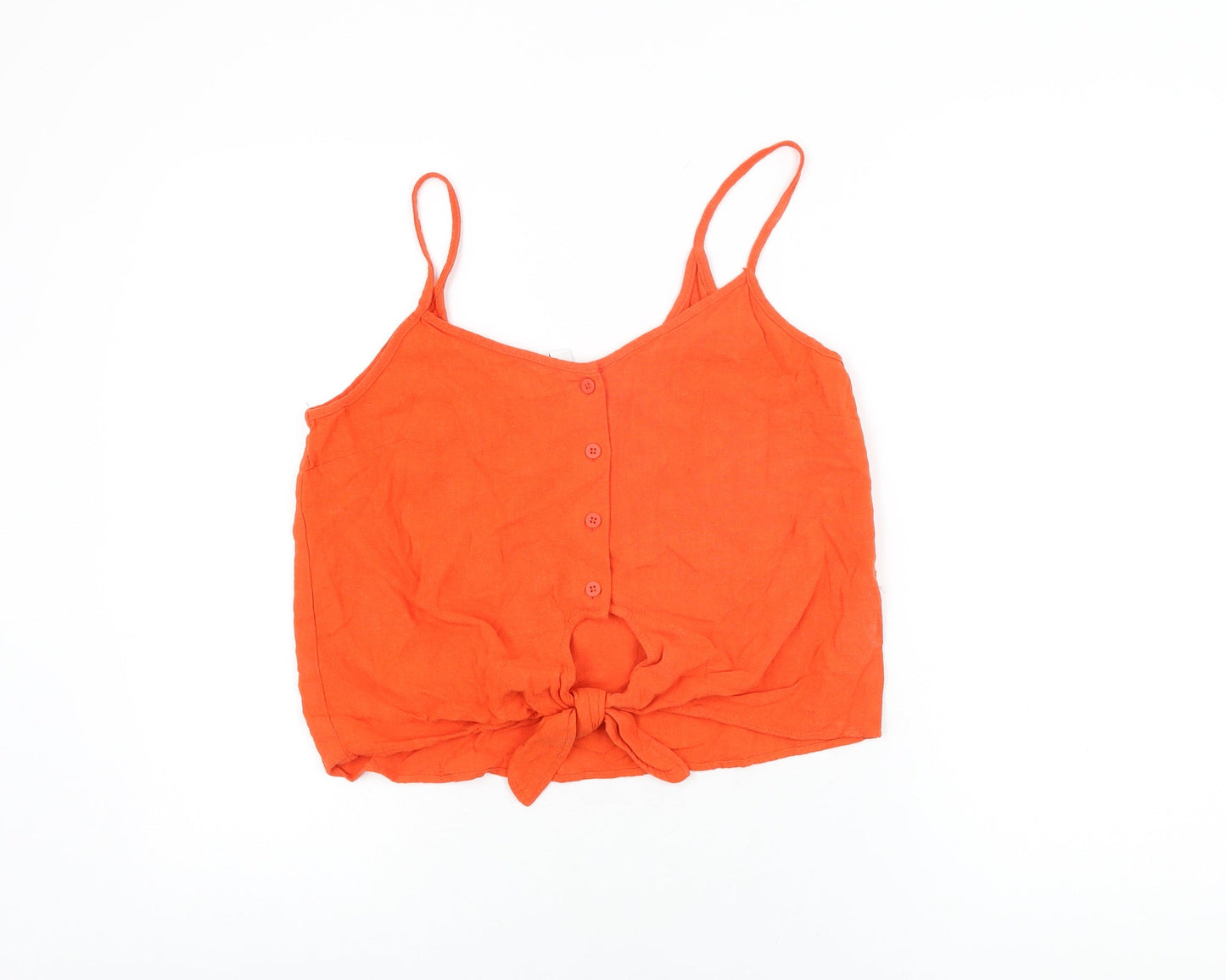 Womens UK Size 10 Topshop Red Basic T-Shirt