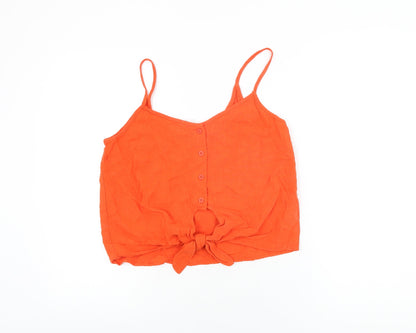 Womens UK Size 10 Topshop Red Basic T-Shirt