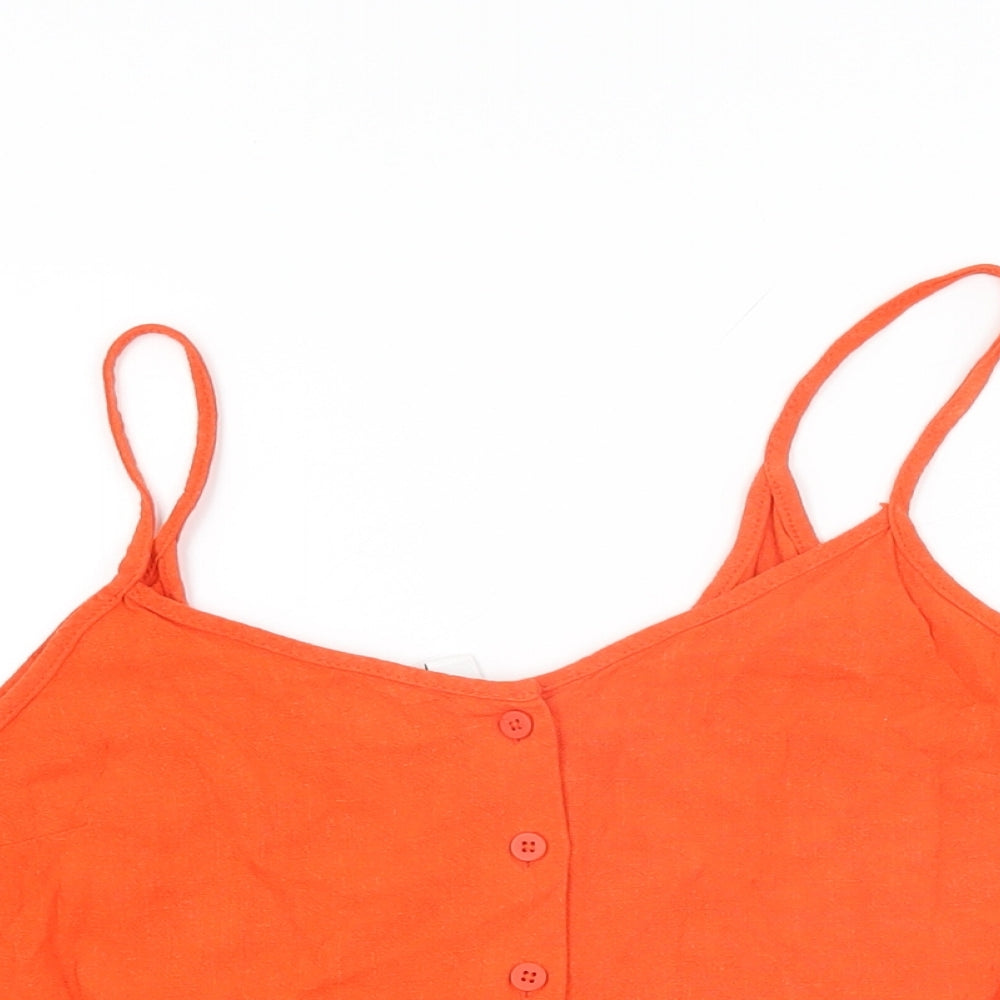 Womens UK Size 10 Topshop Red Basic T-Shirt