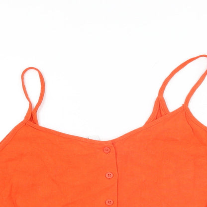 Womens UK Size 10 Topshop Red Basic T-Shirt