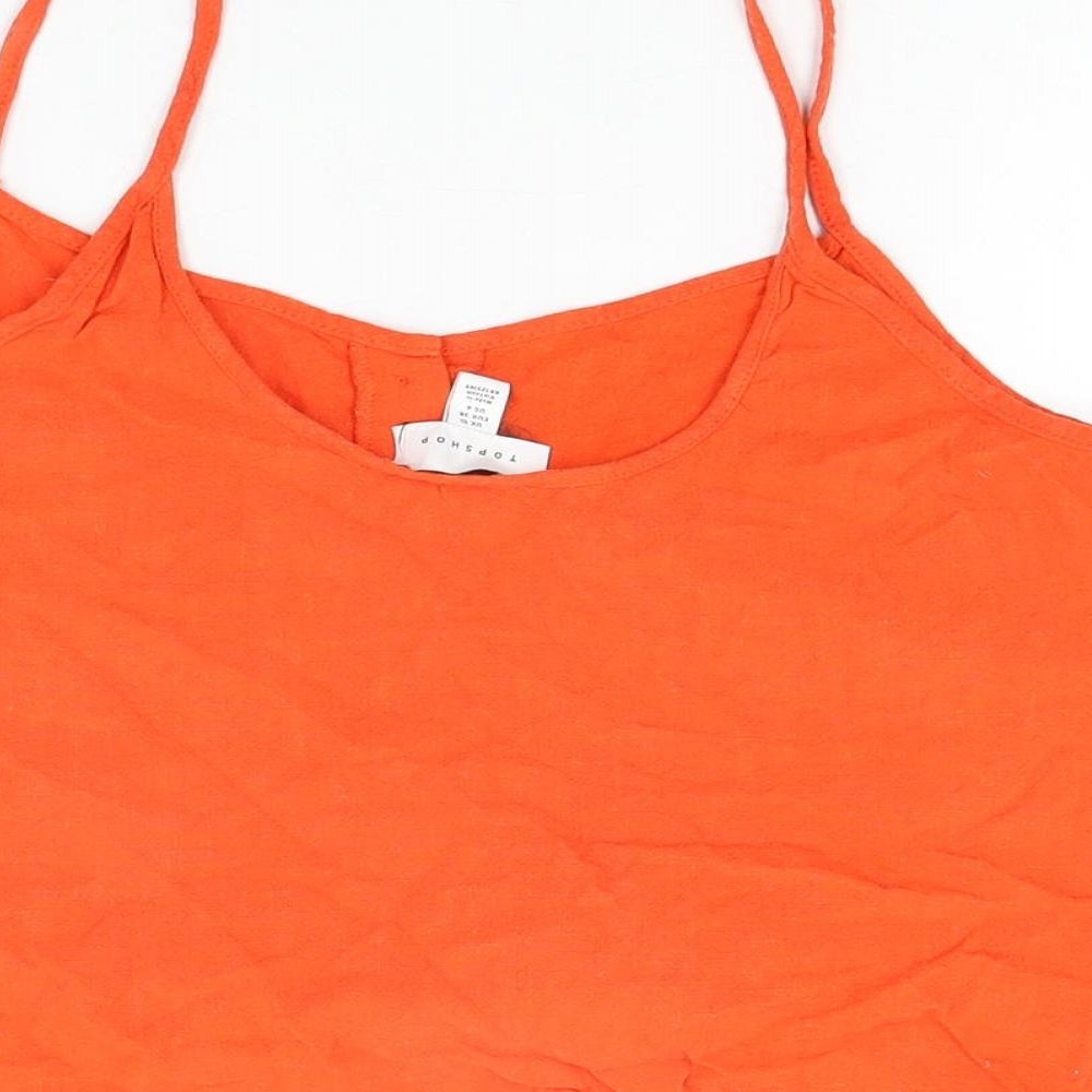 Womens UK Size 10 Topshop Red Basic T-Shirt