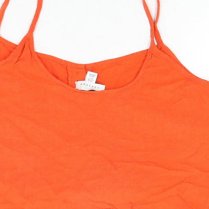 Womens UK Size 10 Topshop Red Basic T-Shirt
